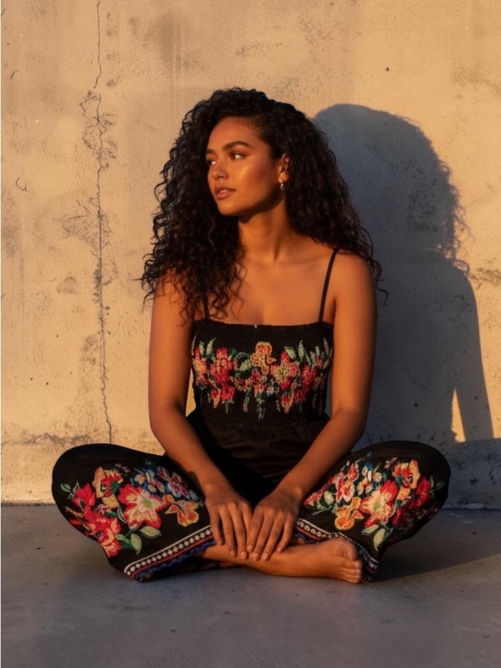 SHEIN Mexican Black Floral printed Jumpsuit